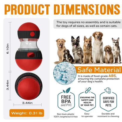 Interactive Dog Treat Ball, Dog Treat Dispenser Toy - Interactive Adjustable Treat Dispensing Dog Puzzle Toy - Mental Stimulation & Slow Feeder for Small, Medium, and Large Breeds - Durable & Fun Boredom Relief Game