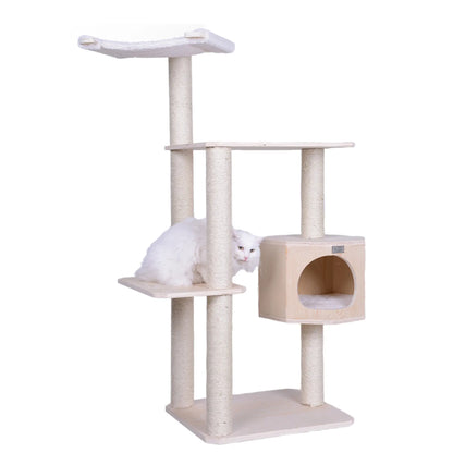 Armarkat Real Wood Premium Scots Pine 54-Inch Cat Tree with Three Levels, Perch, and Condo