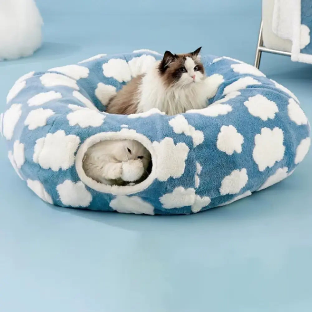 Plush Donut Tunnel Bed for Dogs | Cozy Burrow & Play Tunnel | Perfect for Dachshunds & Small Dogs 🌭 Beetlesshops
