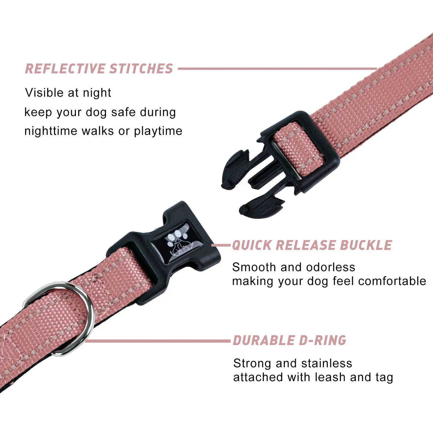 Reflective Dog Collar and Leash Set,Soft Neoprene Pet Collar with Quick Release Buckle,Adjustable Nylon Dog Collars for Small Medium Large Dogs