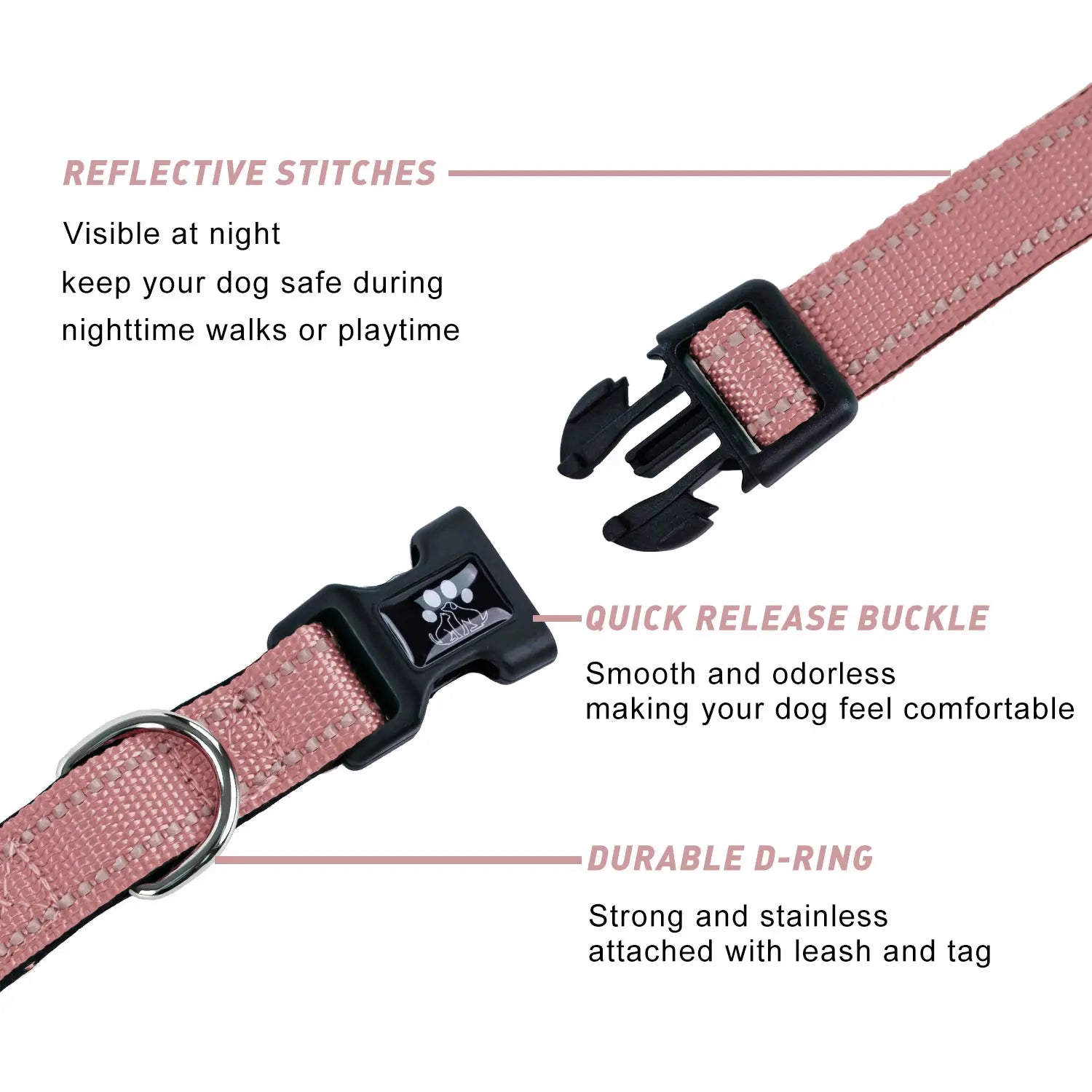 Reflective Dog Collar and Leash Set,Soft Neoprene Pet Collar with Quick Release Buckle,Adjustable Nylon Dog Collars for Small Medium Large Dogs