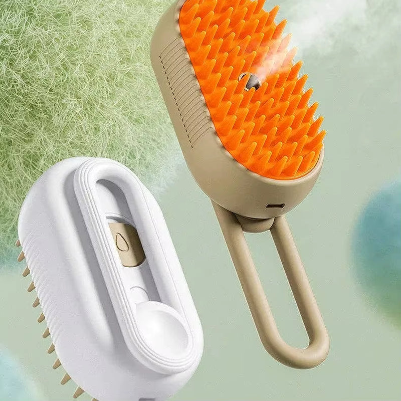 3-In-1 Pet Cat Steamy Brush Massage Spray Steam Mist Spray Dog Grooming Steam Pet Brush