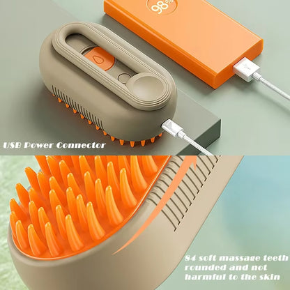 Revolutionary 3-in-1 Steam Brush for Cats: Effortless Grooming, Massage & Hair Removal