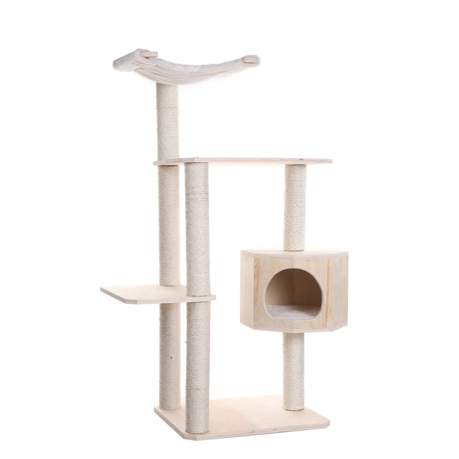 Armarkat Real Wood Premium Scots Pine 54-Inch Cat Tree with Three Levels, Perch, and Condo