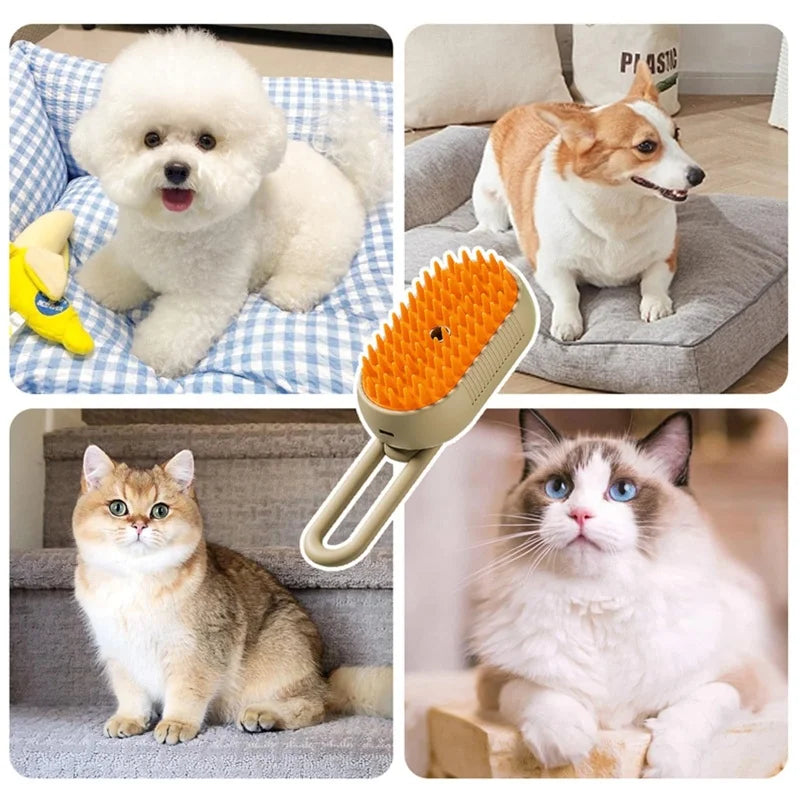 Revolutionary 3-in-1 Steam Brush for Cats: Effortless Grooming, Massage & Hair Removal