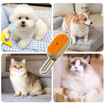 Revolutionary 3-in-1 Steam Brush for Cats: Effortless Grooming, Massage & Hair Removal