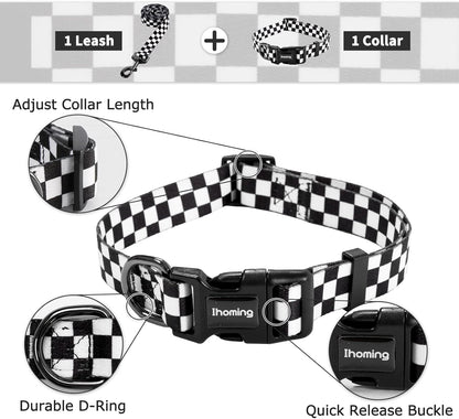 Dog Collar and Leash Set for Large Dogs, up to 80 Lbs | Soft Splicing Design, Adjustable Durable Pet Collar Leash for Everyday Walks, Training, and Outdoor Activities