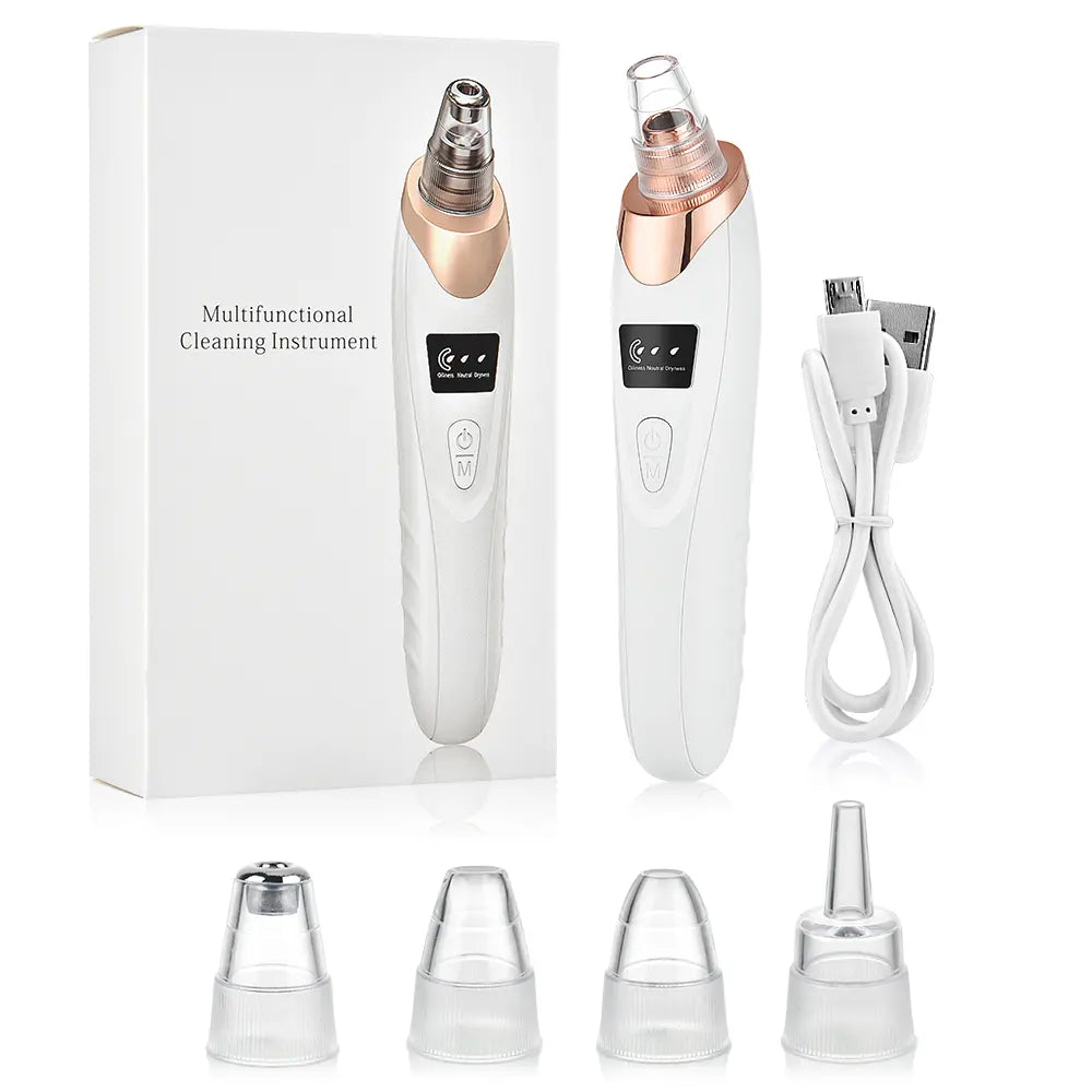 2026 Newest Blackhead Remover Pore Vacuum USB Rechargeable Blackhead Extractor with 4 Replacement Tips for Effective Skin Care Heat Compression Leg Massager Skincare Gadgets