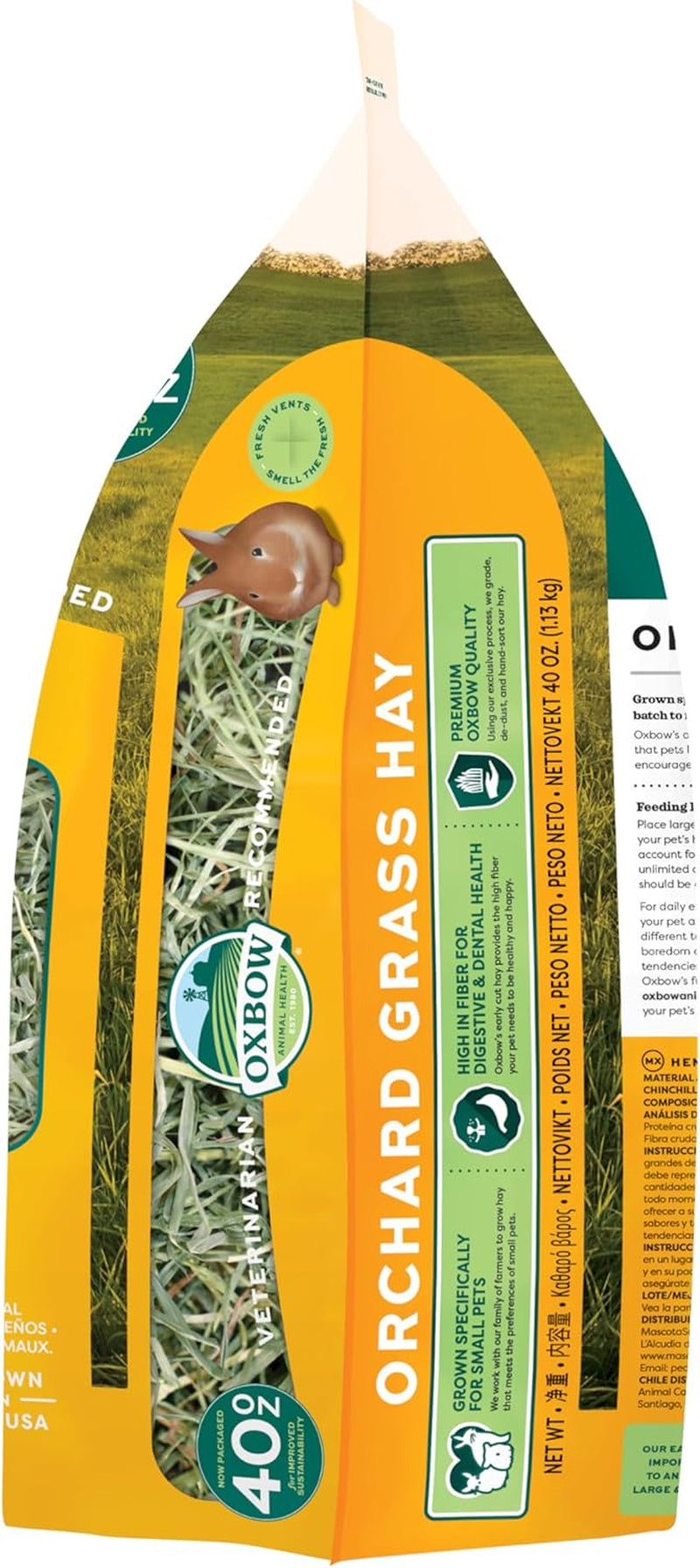 Orchard Hay, Rabbit & Guinea Pig Hay, Hand-Sorted, De-Dusted, 40 Oz | Hand-Sorted, De-Dusted,  Orchard Grass Hay, Bunny Hay for Rabbits, Guinea Pigs, Bunnies and Chinchillas, Made in USA