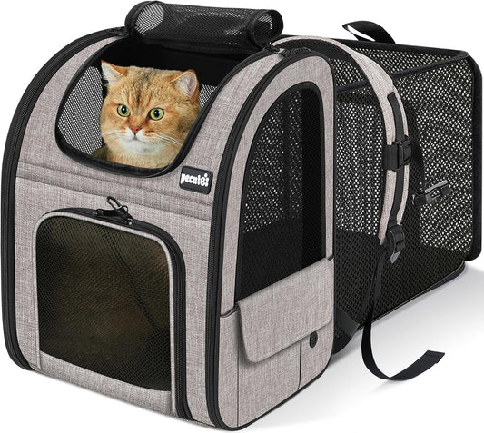 Cat Backpack Expandable, Cat Backpack for Cat with Breathable Window | Durable Oxford Cloth, Lockable Zipper,Use for Pet under 11 Lbs to Travel