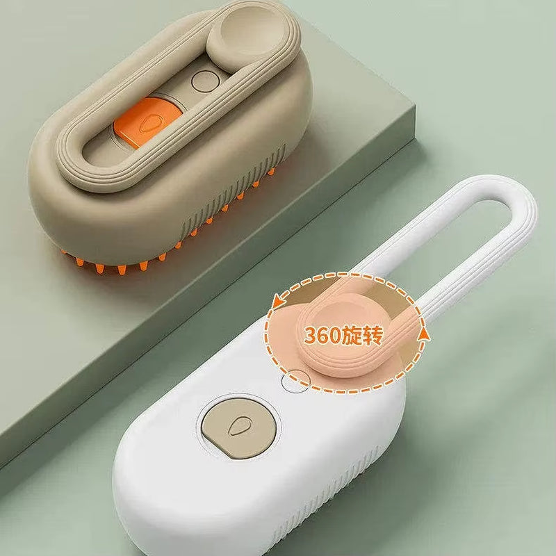 3-In-1 Pet Cat Steamy Brush Massage Spray Steam Mist Spray Dog Grooming Steam Pet Brush