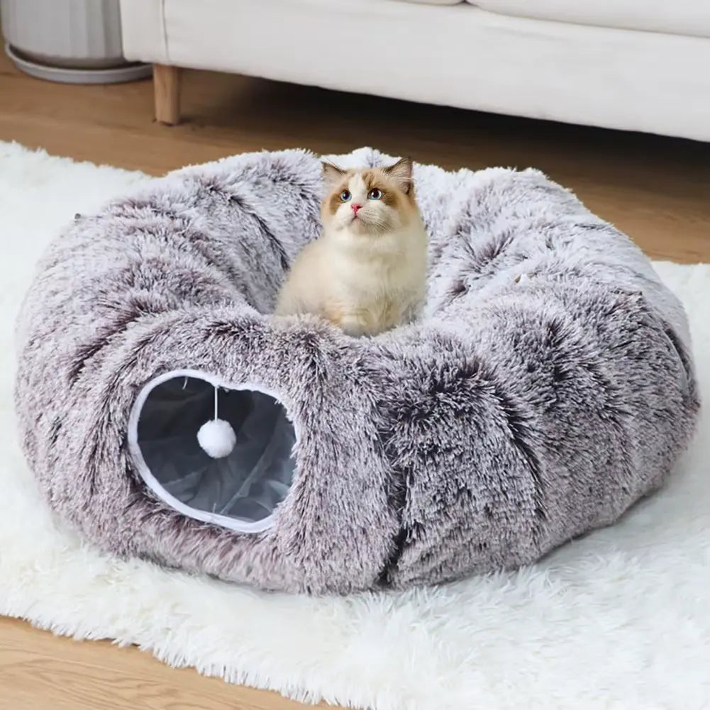 Plush Donut Tunnel Bed for Dogs | Cozy Burrow & Play Tunnel | Perfect for Dachshunds & Small Dogs 🌭 Beetlesshops