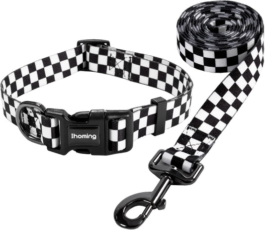 Dog Collar and Leash Set for Large Dogs, up to 80 Lbs | Soft Splicing Design, Adjustable Durable Pet Collar Leash for Everyday Walks, Training, and Outdoor Activities