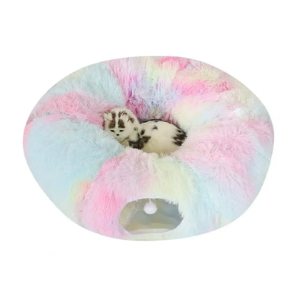Plush Donut Tunnel Bed for Dogs | Cozy Burrow & Play Tunnel | Perfect for Dachshunds & Small Dogs 🌭 Beetlesshops